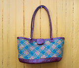 Turquoise Purple Diamond woven bag