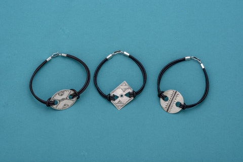 Tuareg Silver & Leather Band Bracelets